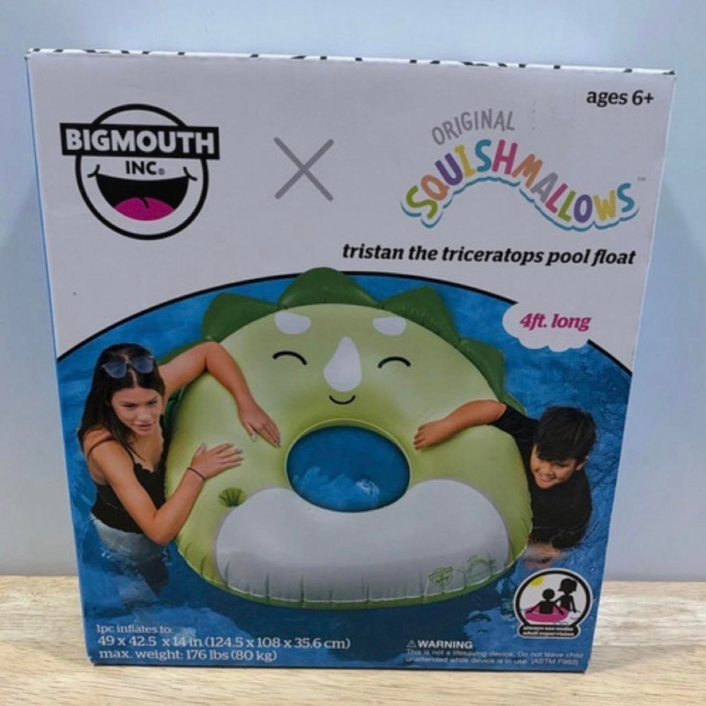 BigMouth Squishmallows Tristan Triceratops Pool Float 4 Ft Inflatable NEW